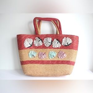 Vintage Straw Market Bag or Tote with Handles, Woven Sisal Bucket Purse, Retro